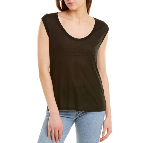 NEW Vince Black Scoop Neck Modal Muscle Tee - Picture 2 of 9